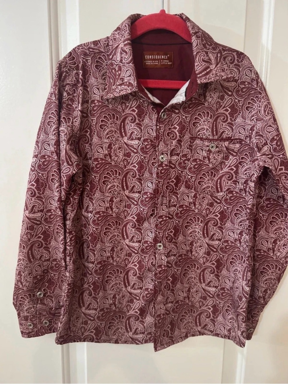 Consequence Kids' Burgundy Paisley Button-Down Shirt